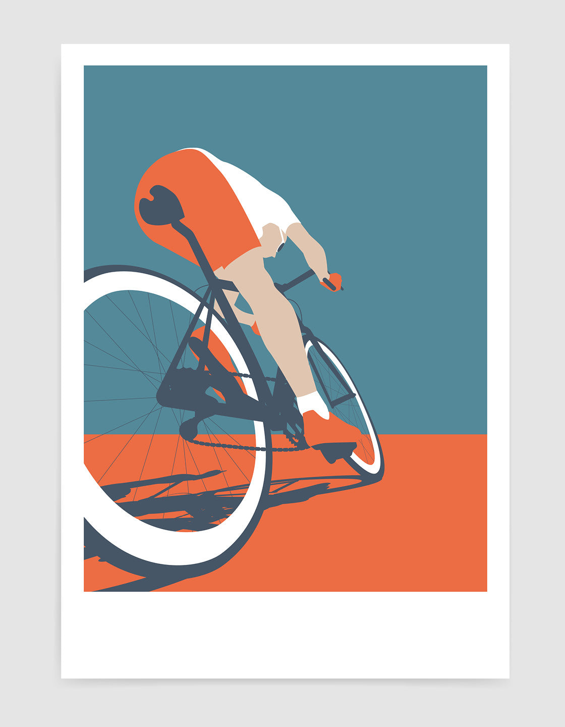 Customizable mid-century modern cycle poster featuring bold colors and personalized text options.