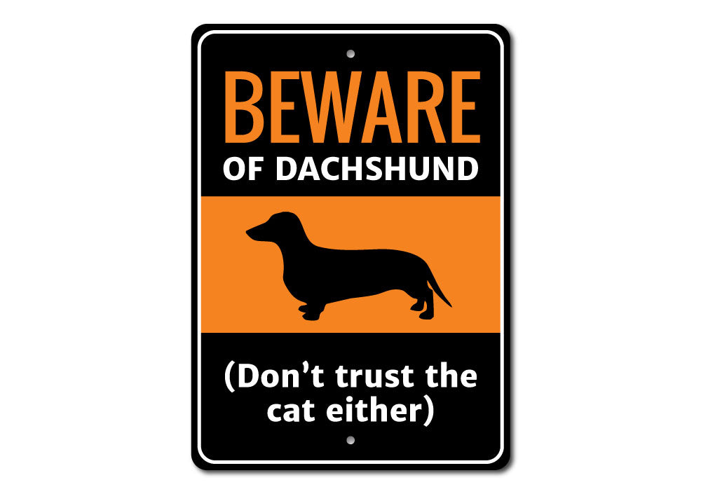 A decorative aluminum sign featuring a charming Dachshund design, perfect for home decor.