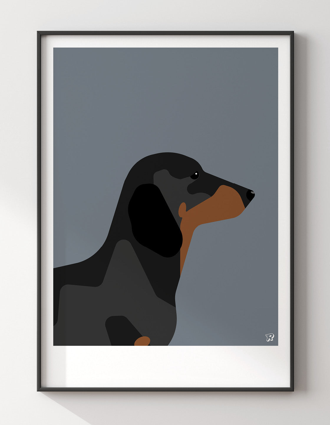 Charming Dachshund artwork featuring a playful Sausage dog design, perfect for home decor.