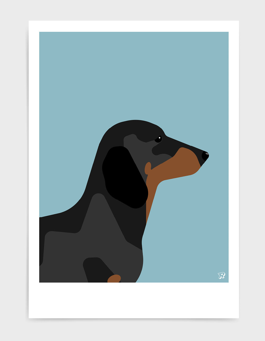 Charming Dachshund artwork featuring a playful Sausage dog design, perfect for home decor.