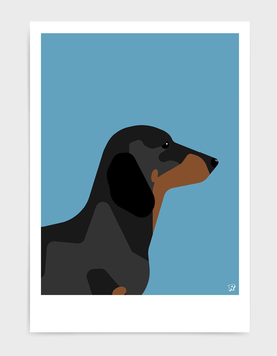 Charming Dachshund artwork featuring a playful Sausage dog design, perfect for home decor.