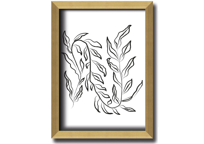 A beautifully framed Dainty Leaves print showcasing delicate leaf designs, available in various frame colours.