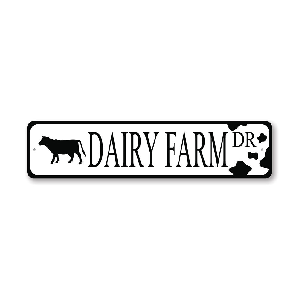 A custom Dairy Farm Street Sign made from high-quality aluminum, featuring a rustic design suitable for indoor and outdoor decor.