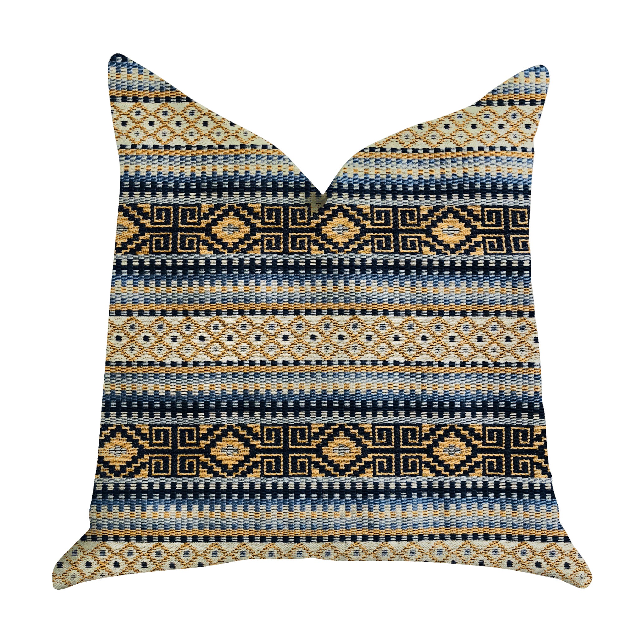 Daphne Diamante Textured Luxury Throw Pillow in blue, black, and brown colors, showcasing its elegant design and soft texture.