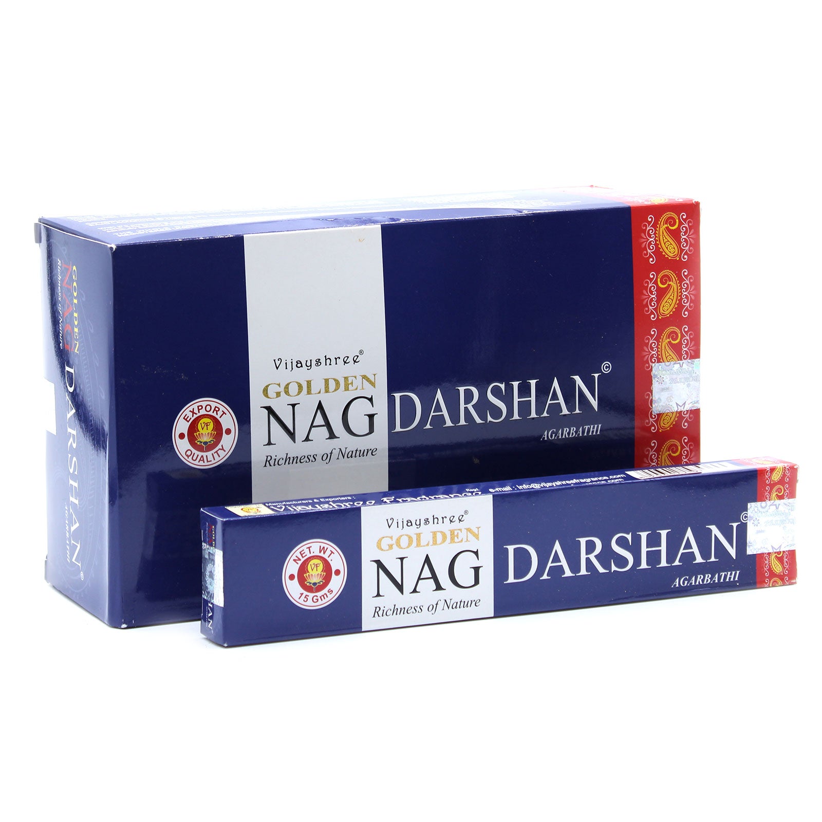 Darshan Genuine Golden Nag incense sticks in a decorative holder, showcasing their elegant design and rich aroma.