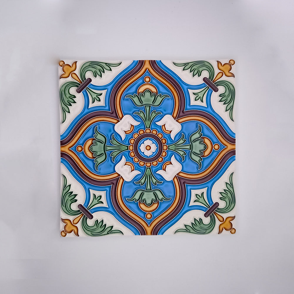 Handmade and hand-painted decorative porcelain tiles from Portugal, showcasing unique designs and vibrant colors.