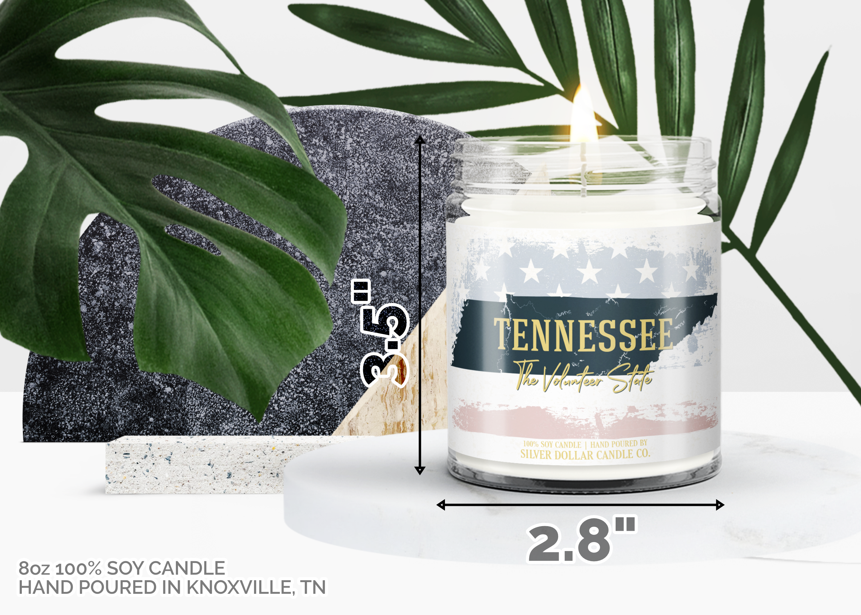 Delaware State Candle in a decorative box, showcasing its elegant design and personalized lid option.