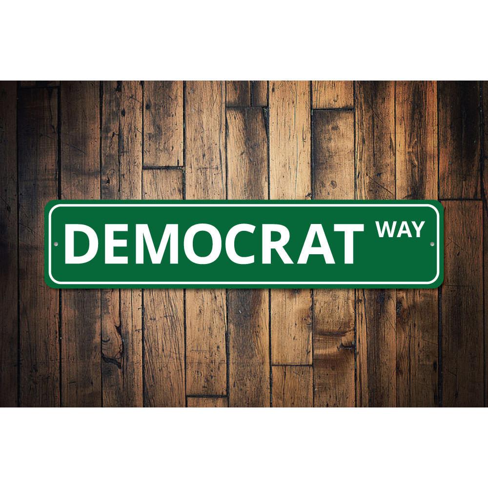 Customizable Democrat sign made of durable aluminum, showcasing political support with vibrant colors.