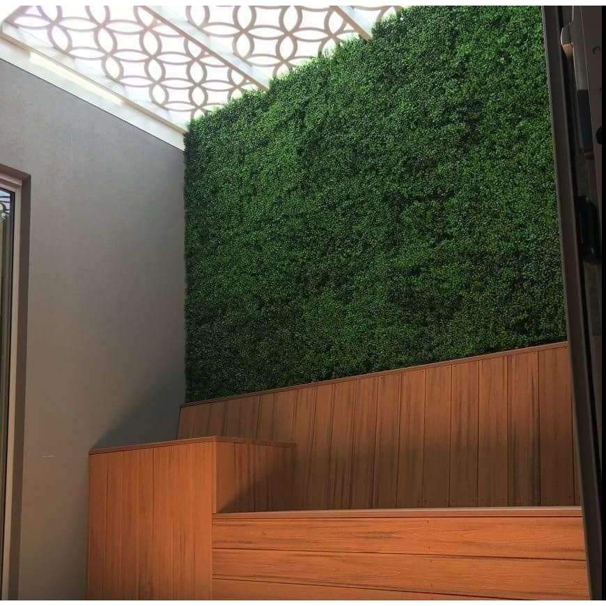 Dense Buxus Artificial Hedge Tile showcasing realistic green foliage, perfect for creating privacy and enhancing outdoor spaces.