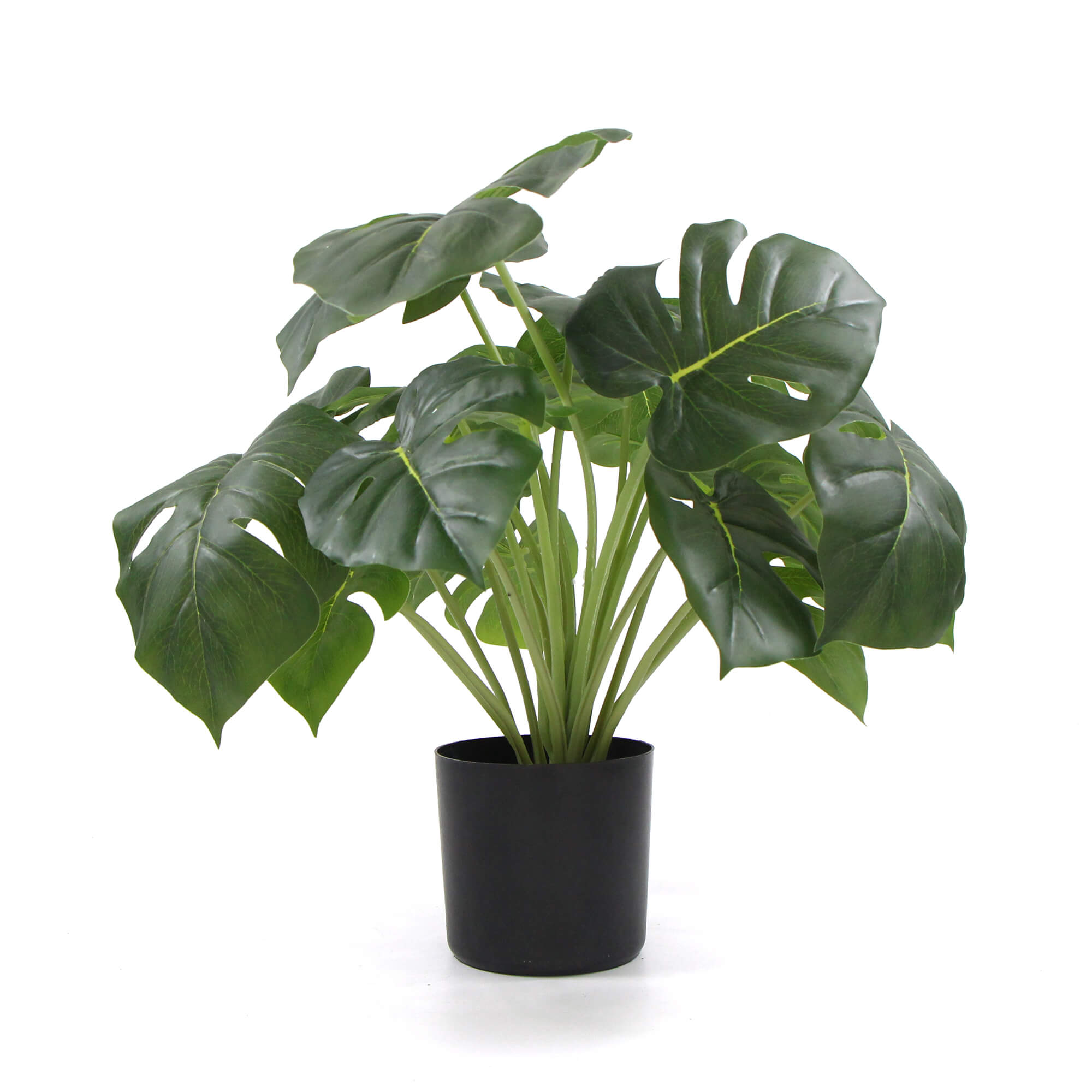 Dense Potted Artificial Split Philodendron Plant with realistic leaves in a stylish white pot, perfect for indoor decor.