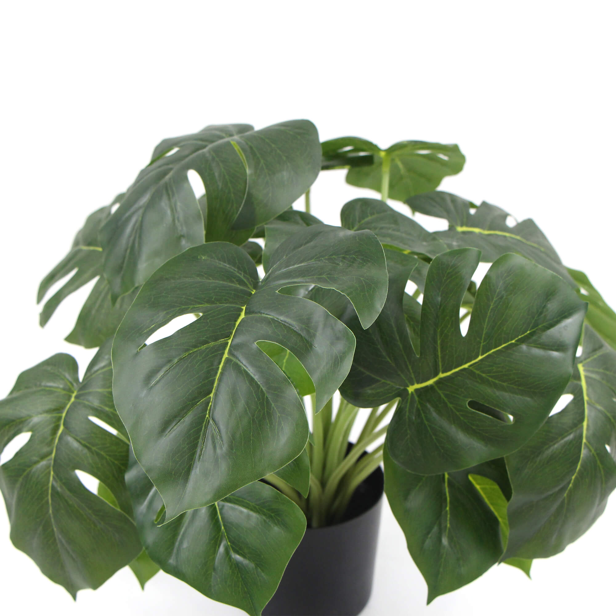 Dense Potted Artificial Split Philodendron Plant with realistic leaves in a stylish white pot, perfect for indoor decor.