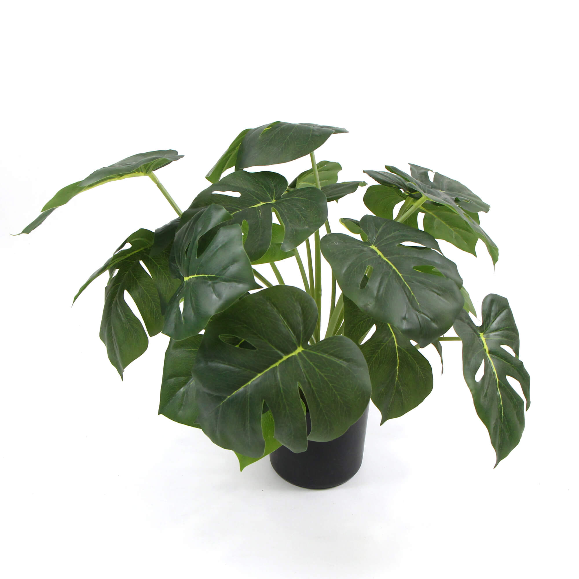 Dense Potted Artificial Split Philodendron Plant with realistic leaves in a stylish white pot, perfect for indoor decor.