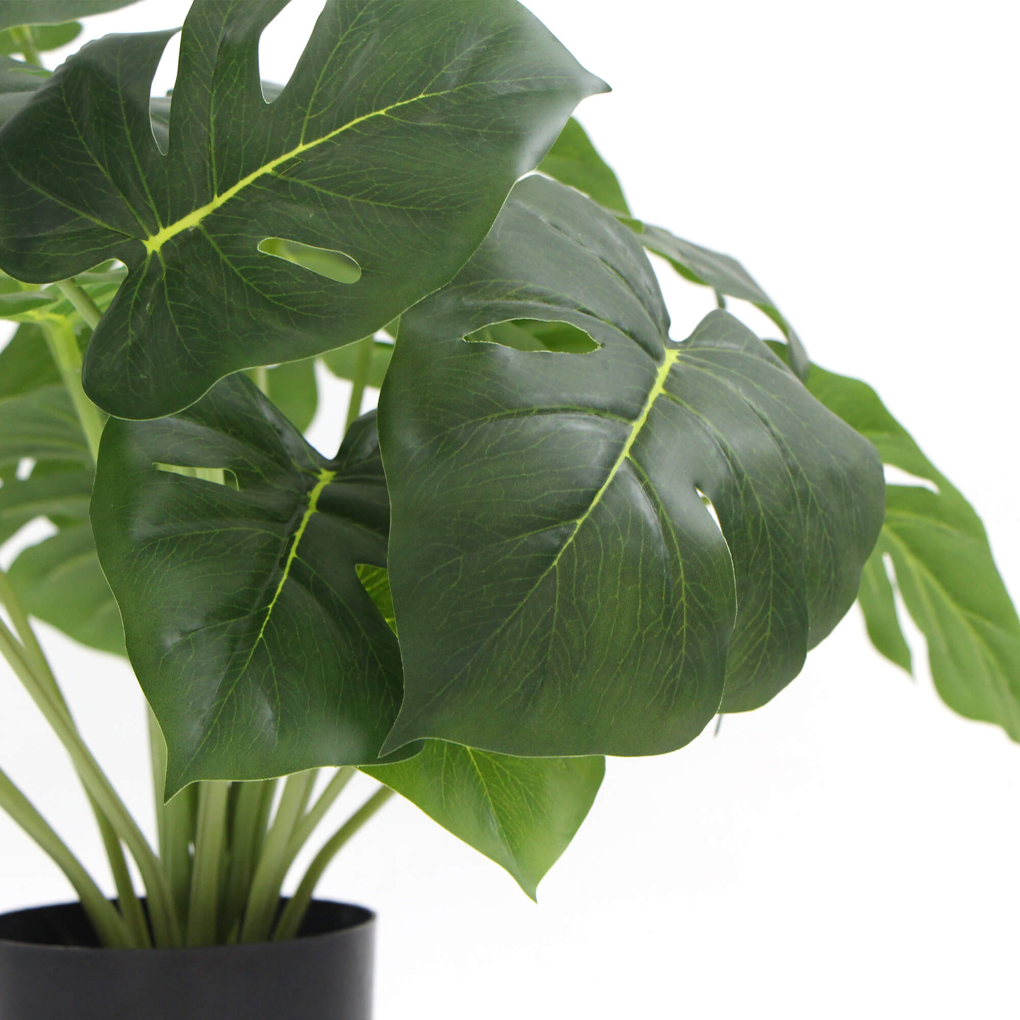 Dense Potted Artificial Split Philodendron Plant with realistic leaves in a stylish white pot, perfect for indoor decor.