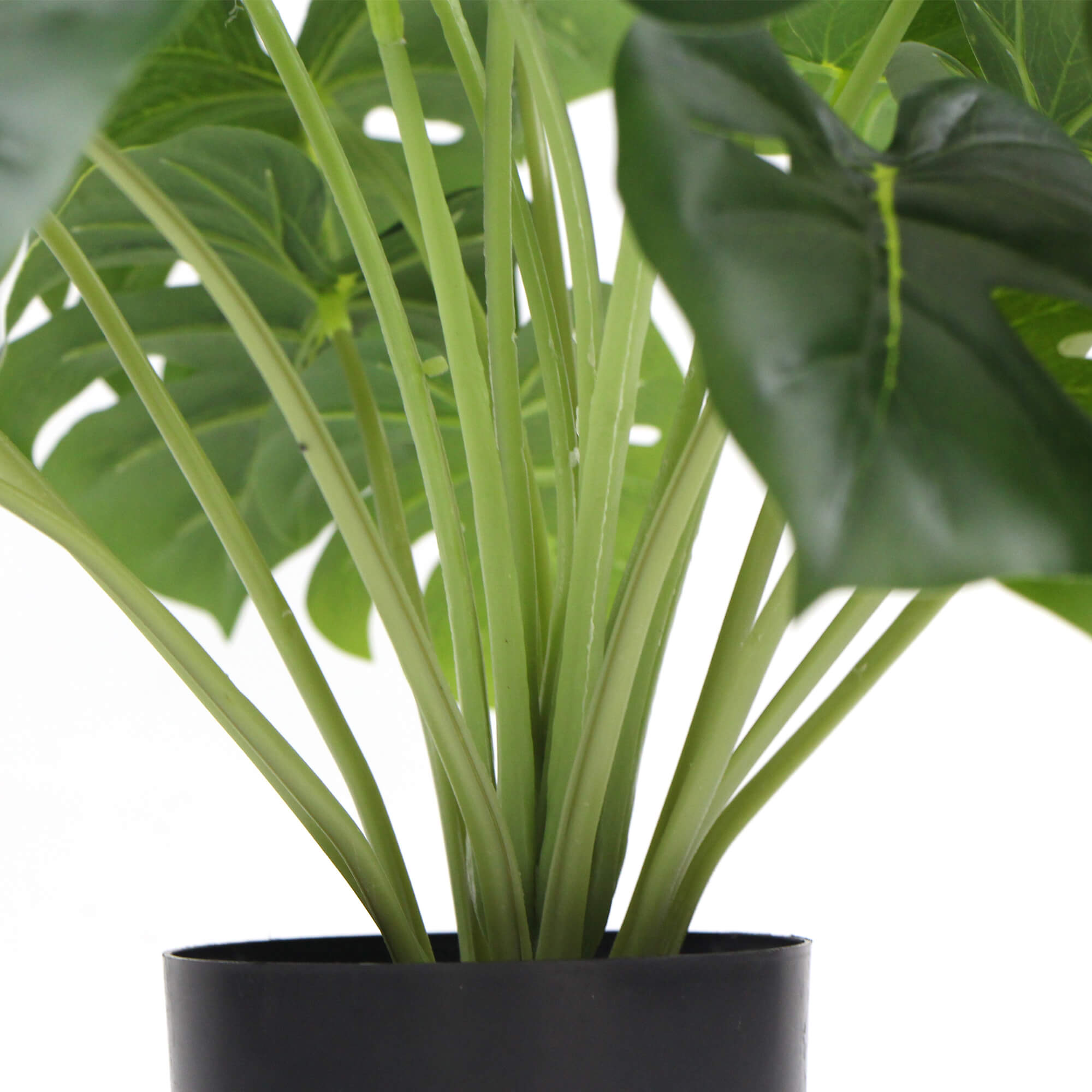 Dense Potted Artificial Split Philodendron Plant with realistic leaves in a stylish white pot, perfect for indoor decor.