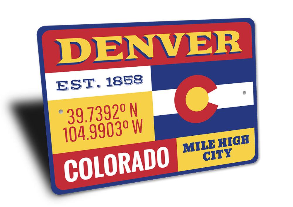 Customizable Denver Sign made of high-quality aluminum, featuring pre-drilled holes for easy mounting, perfect for home decor.