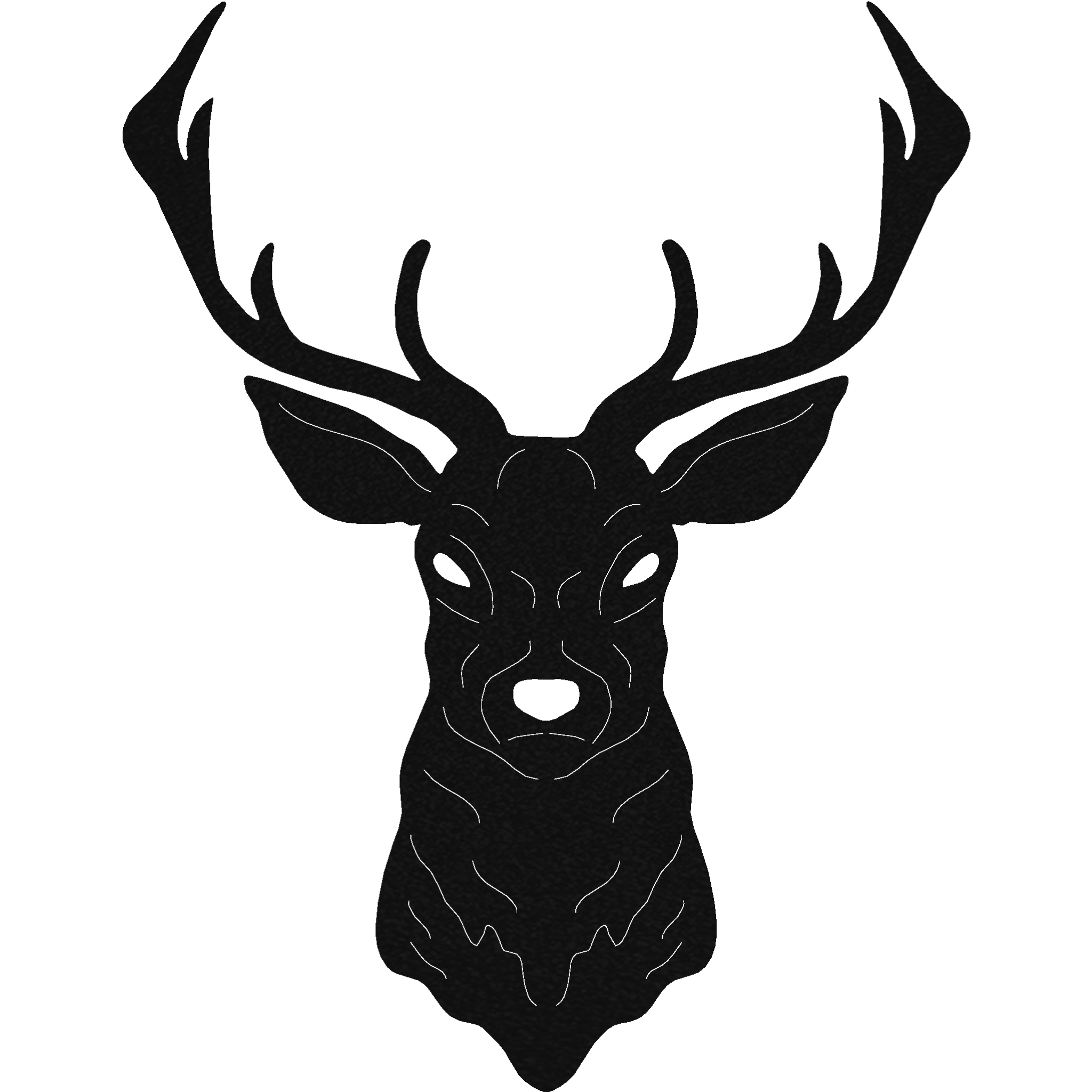 Deer Mount Metal Wall Art featuring a low gloss black finish, showcasing a deer silhouette, perfect for rustic home decor.