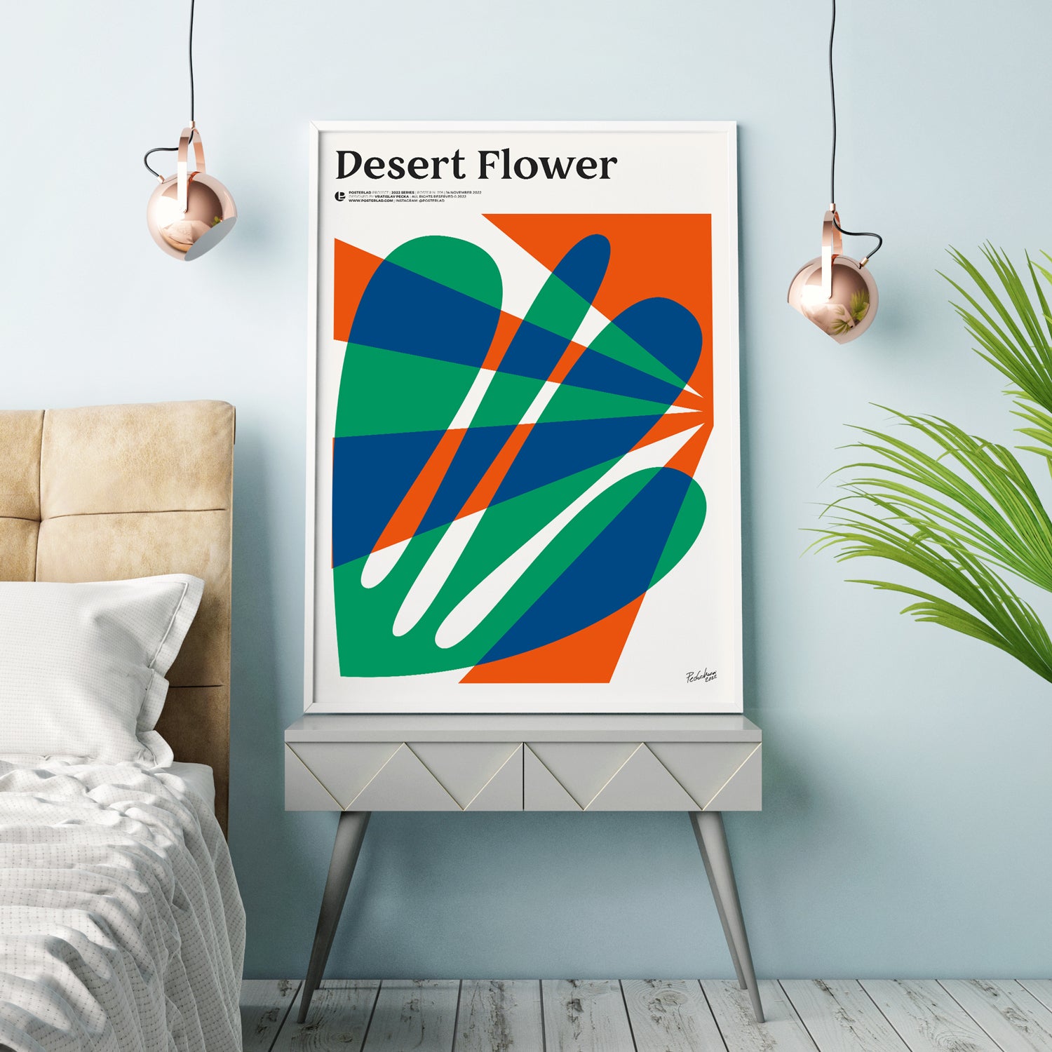 A vibrant Desert Flower poster featuring colorful floral designs on thick matte paper, perfect for home decor.