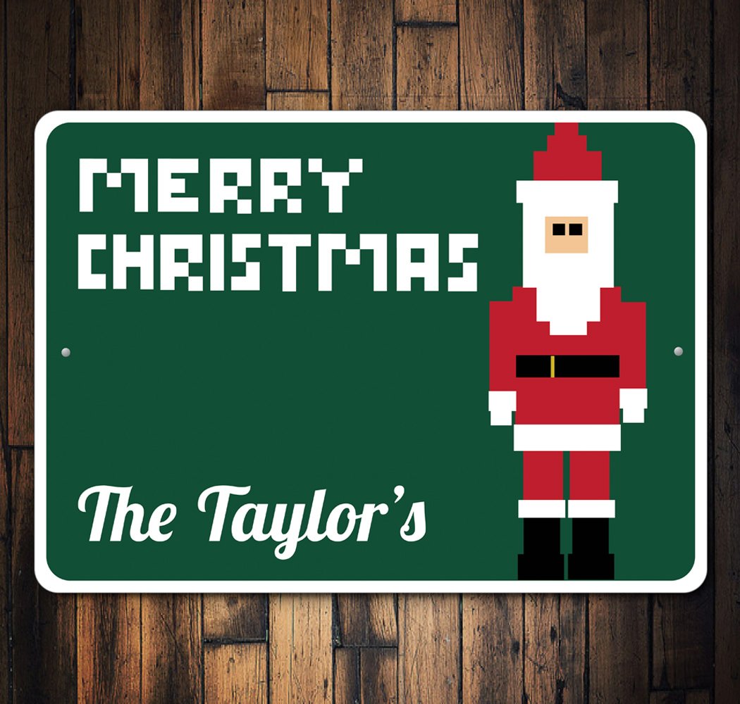 A festive Digital Santa Sign featuring vibrant colors and holiday-themed design, perfect for Christmas decorations.