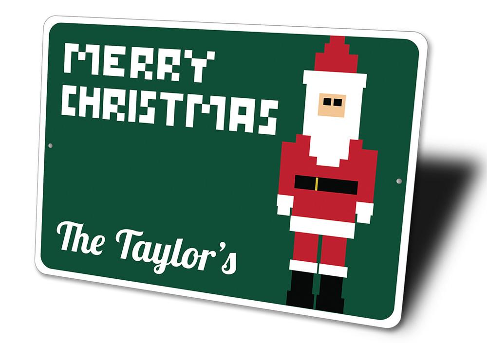 A festive Digital Santa Sign featuring vibrant colors and holiday-themed design, perfect for Christmas decorations.