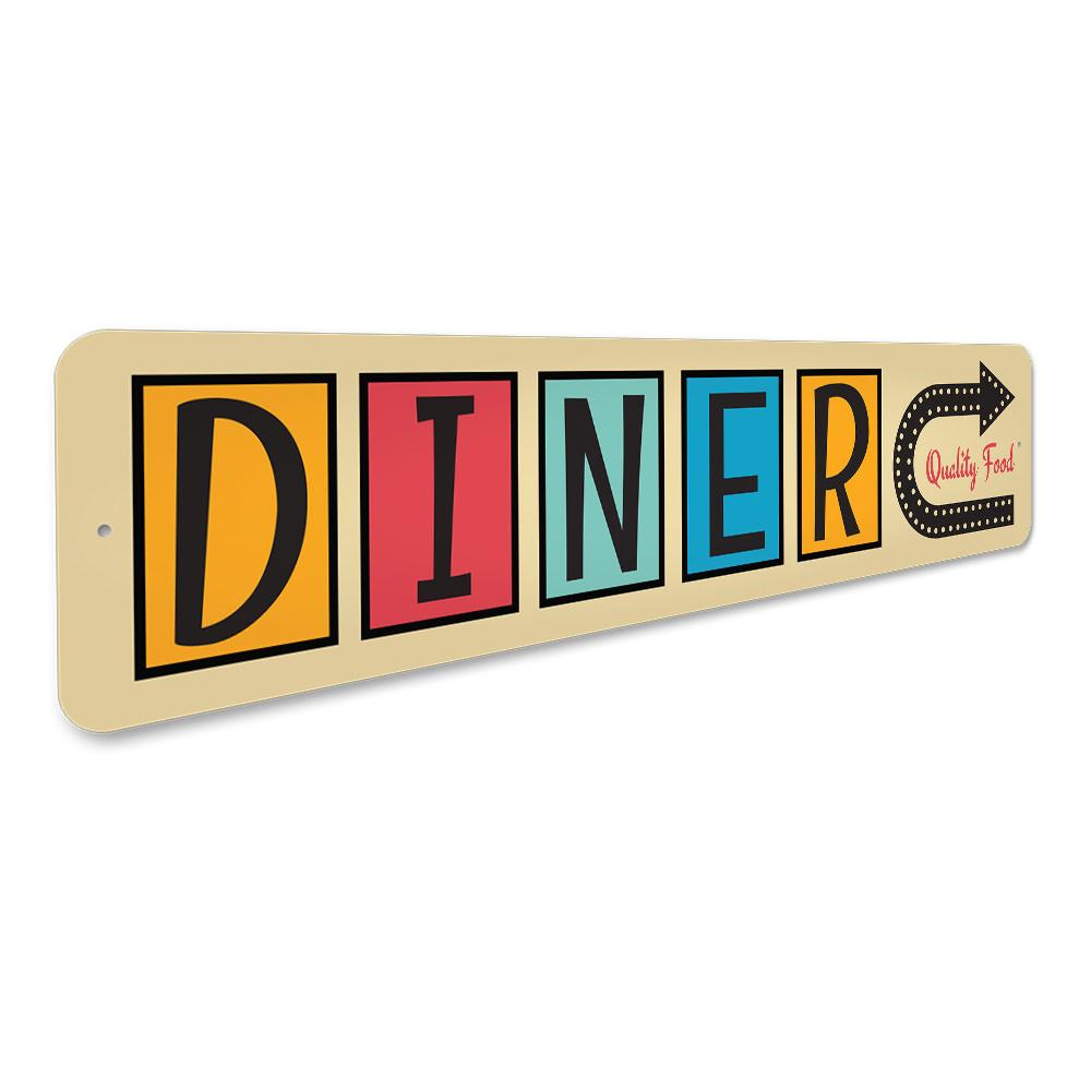 Customizable Diner Sign made of high-quality aluminum, featuring pre-drilled holes for easy mounting, perfect for home decor.