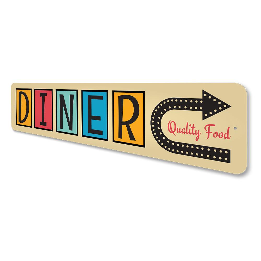 Customizable Diner Sign made of high-quality aluminum, featuring pre-drilled holes for easy mounting, perfect for home decor.