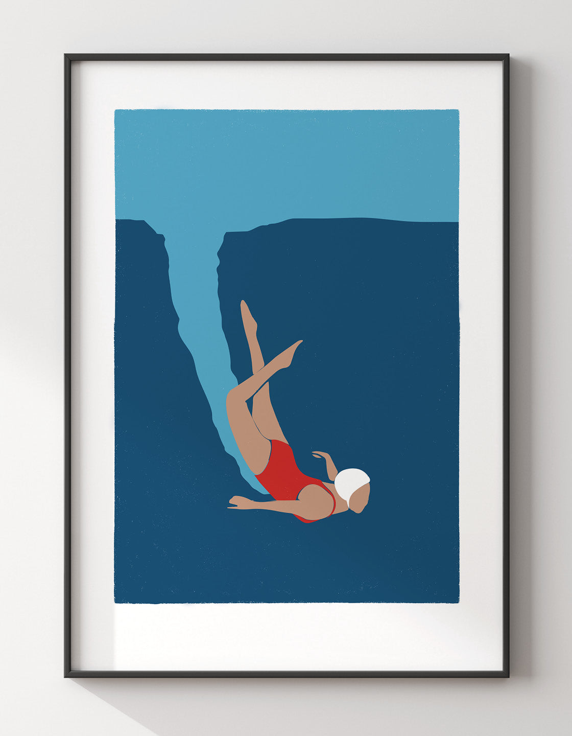 A beautiful coastal-inspired art print featuring bold colors and a minimalist design, perfect for modern home decor.