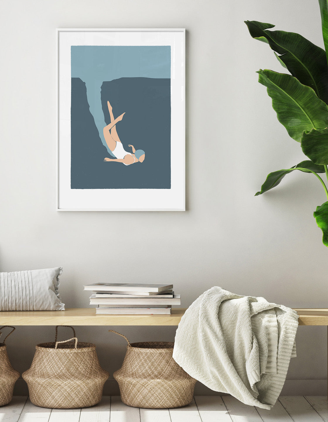 A beautiful coastal-inspired art print featuring bold colors and a minimalist design, perfect for modern home decor.