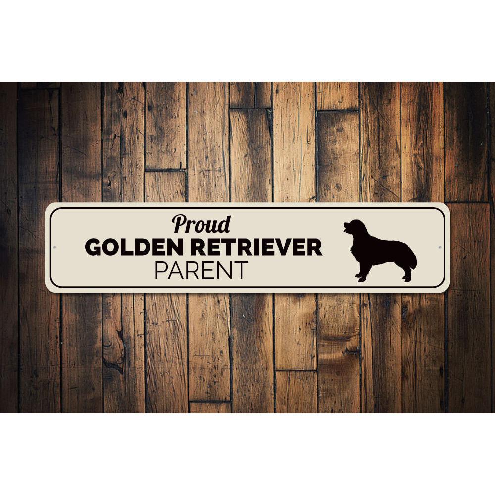 A decorative Dog Parent Sign made of high-quality aluminum, featuring customizable text and a stylish design, perfect for dog lovers' home decor.