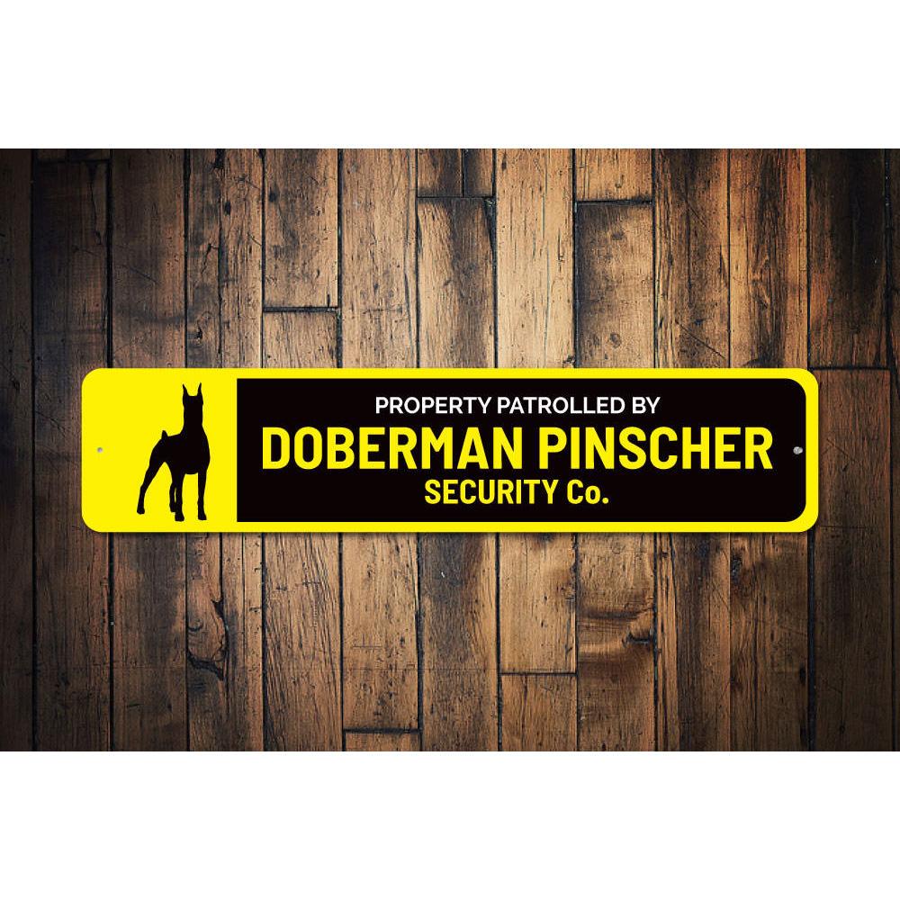 Customizable Dog Security Company Sign made from durable aluminum, featuring pre-drilled holes for easy mounting.