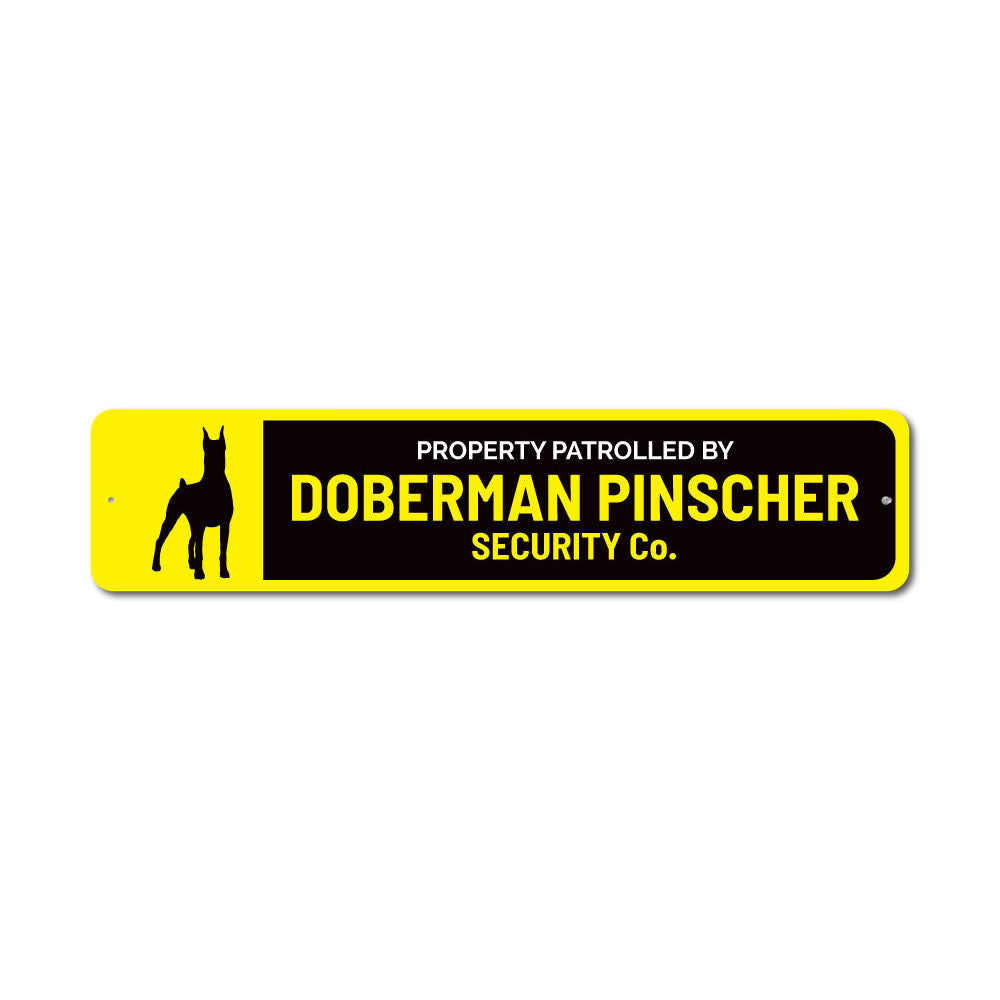 Customizable Dog Security Company Sign made from durable aluminum, featuring pre-drilled holes for easy mounting.