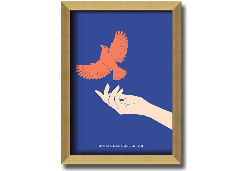 Framed print of doves in flight, showcasing elegant design and multiple frame color options.