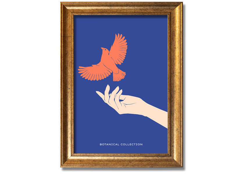 Framed print of doves in flight, showcasing elegant design and multiple frame color options.