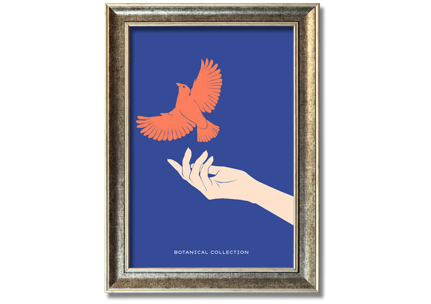 Framed print of doves in flight, showcasing elegant design and multiple frame color options.