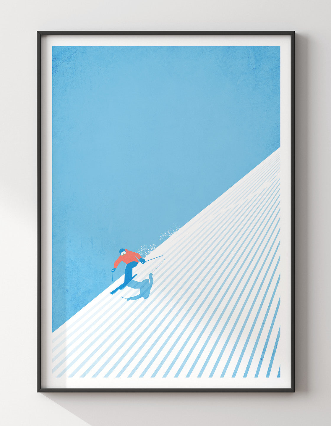 A modern minimalist ski print featuring a sleek design, customizable with personal details, perfect for winter sports decor.