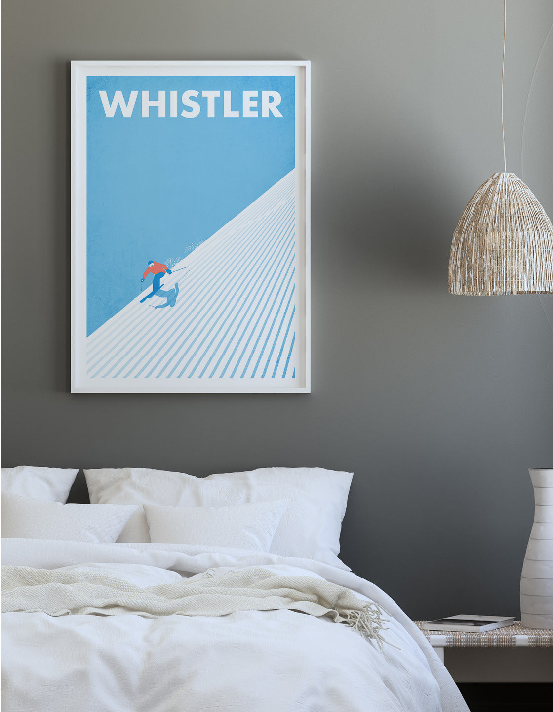 A modern minimalist ski print featuring a sleek design, customizable with personal details, perfect for winter sports decor.