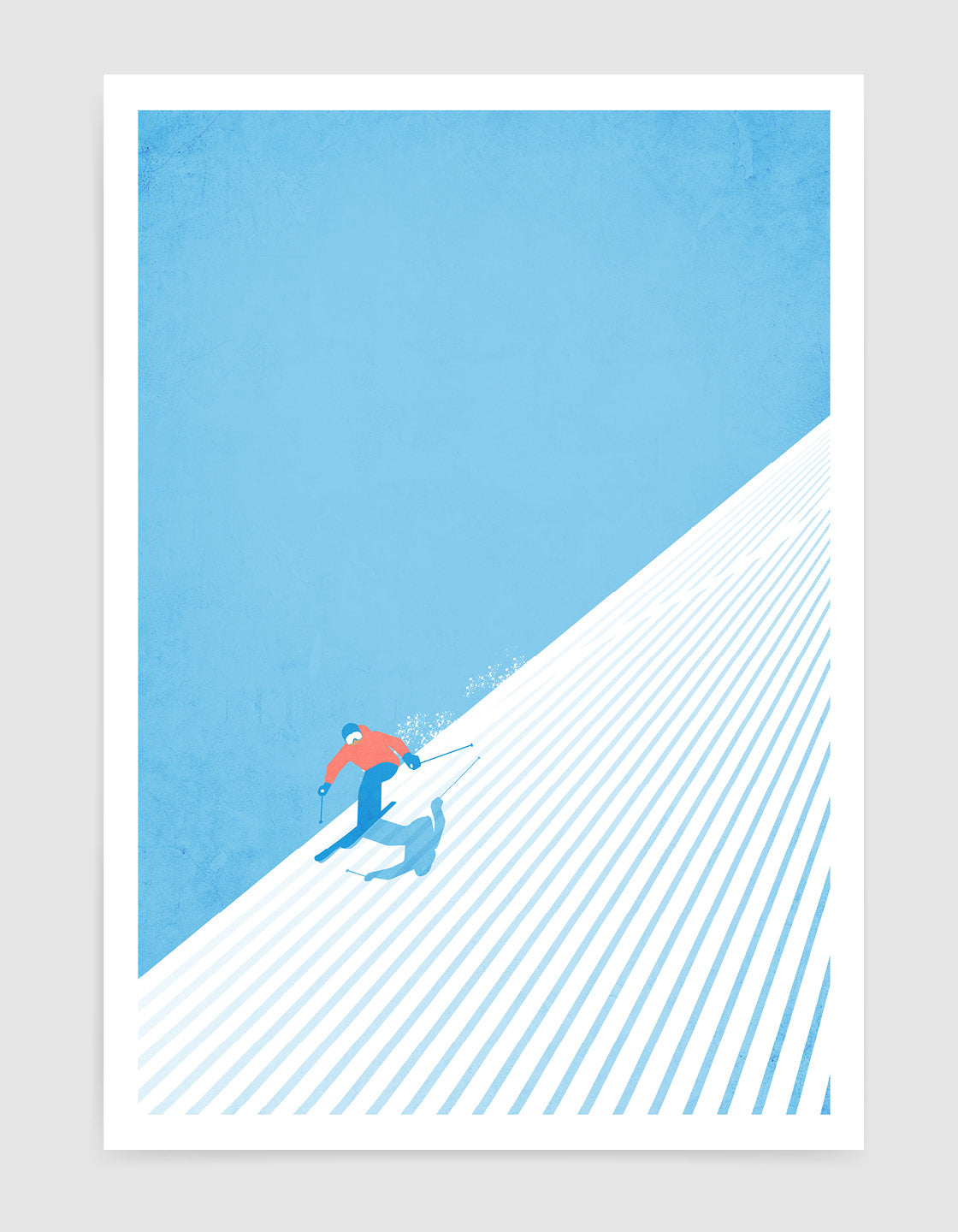 A modern minimalist ski print featuring a sleek design, customizable with personal details, perfect for winter sports decor.