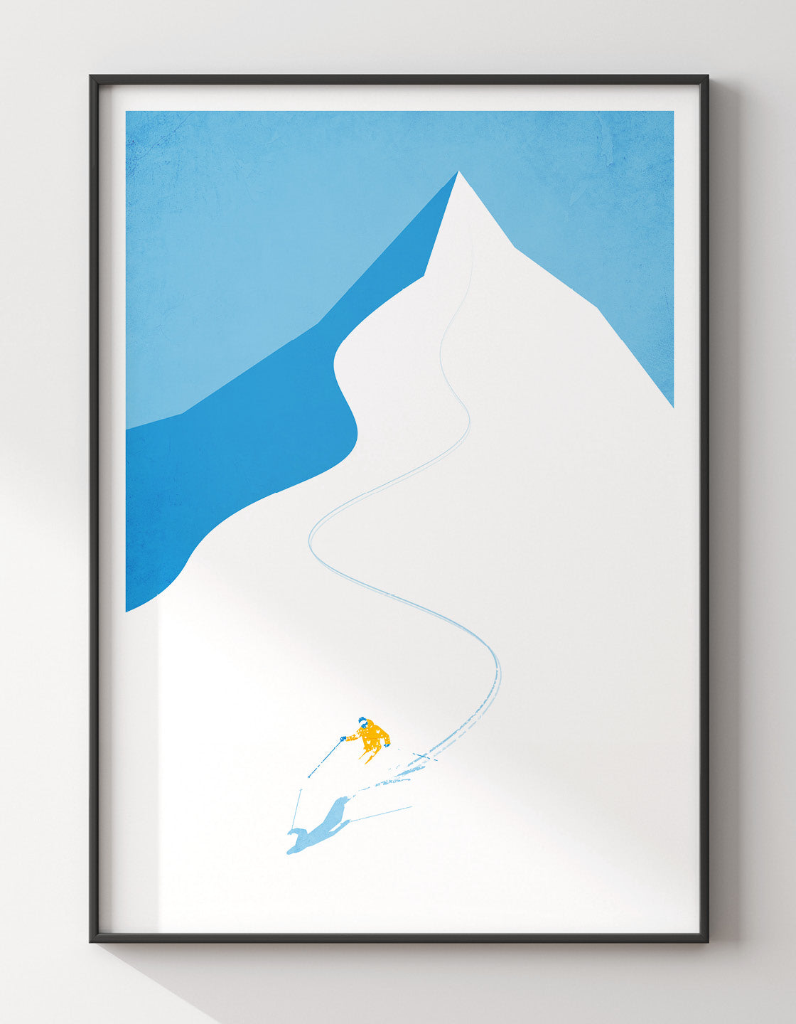 Vintage downhill ski poster featuring bold design, perfect for winter decor.