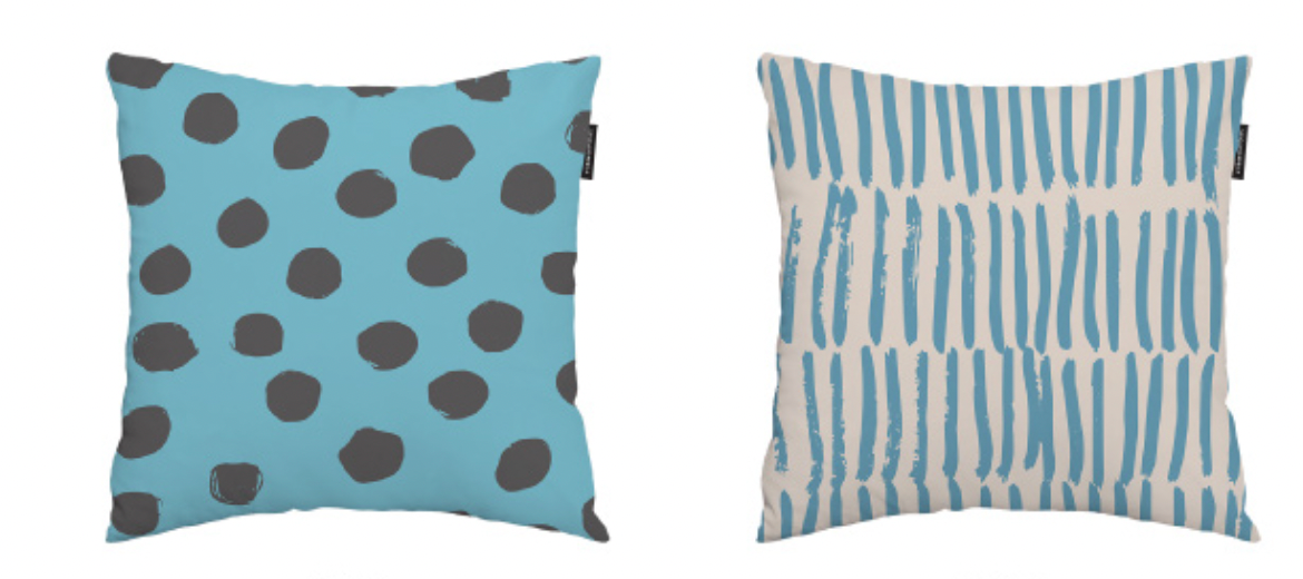 Drawing Pattern_Dots cushion showcasing double-sided design and high-quality microfiber material.