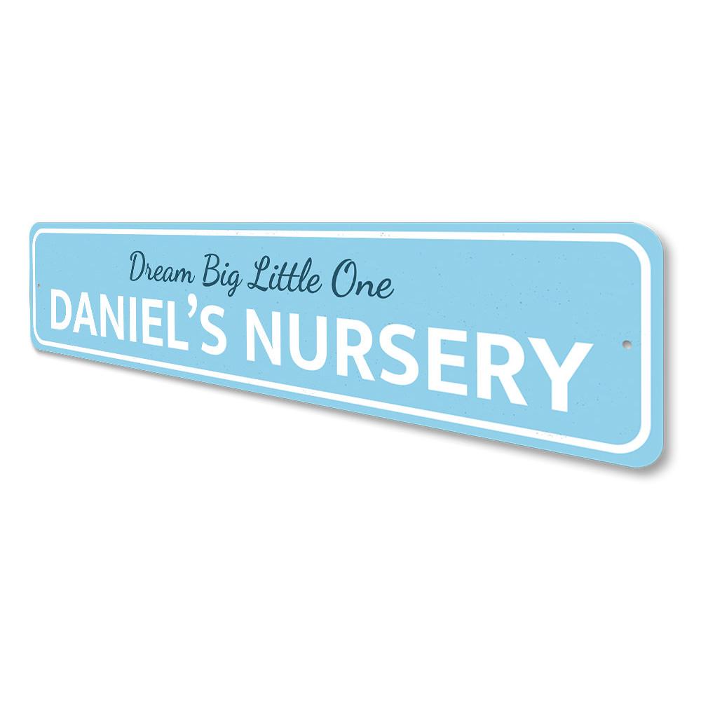 Dream Big Little One Sign featuring colorful design, made of high-quality aluminum, perfect for children's room decor.