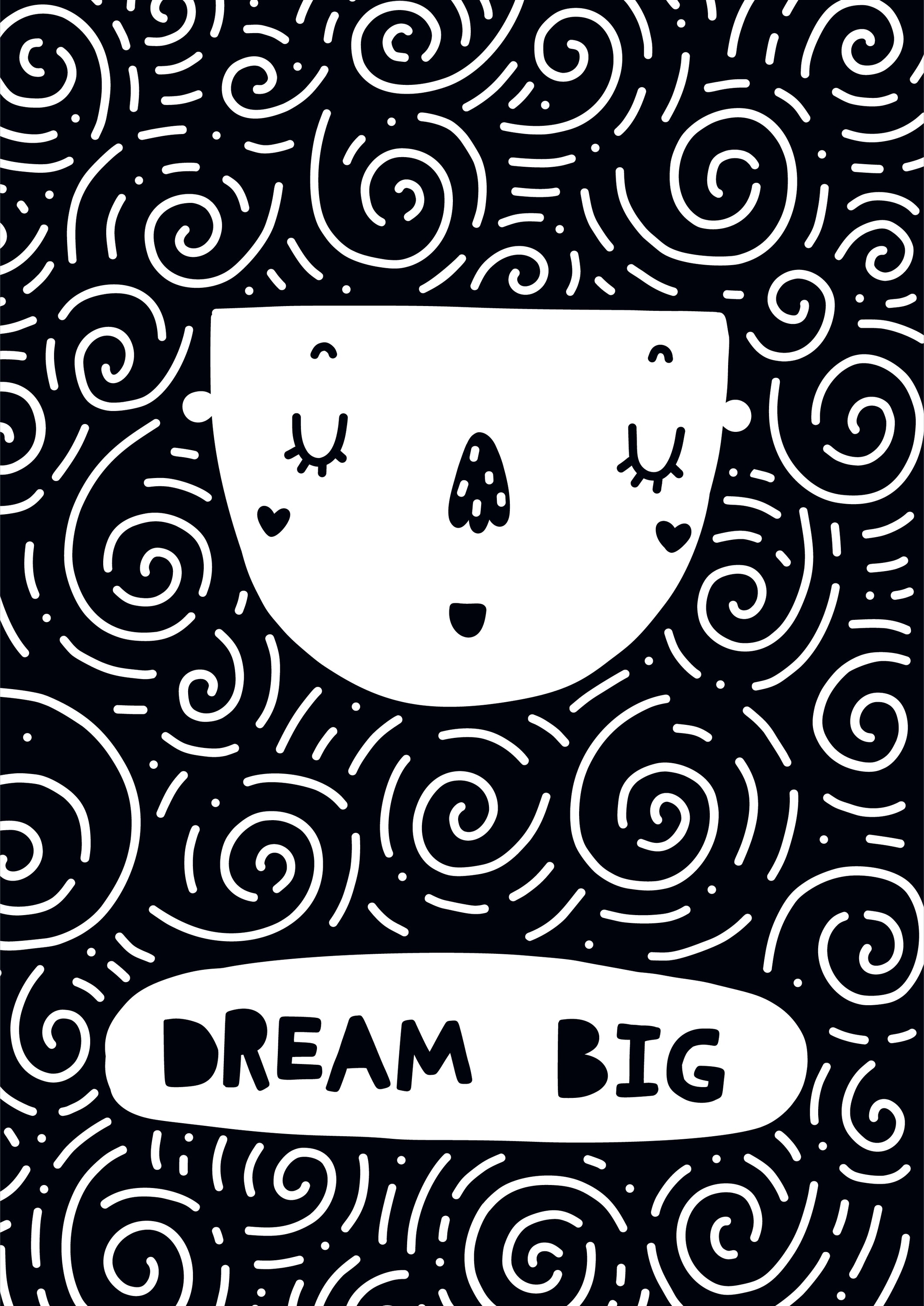 Dream Big Wall Art featuring modern design for nursery decor, printed on heavyweight high-gloss paper with a white matte.