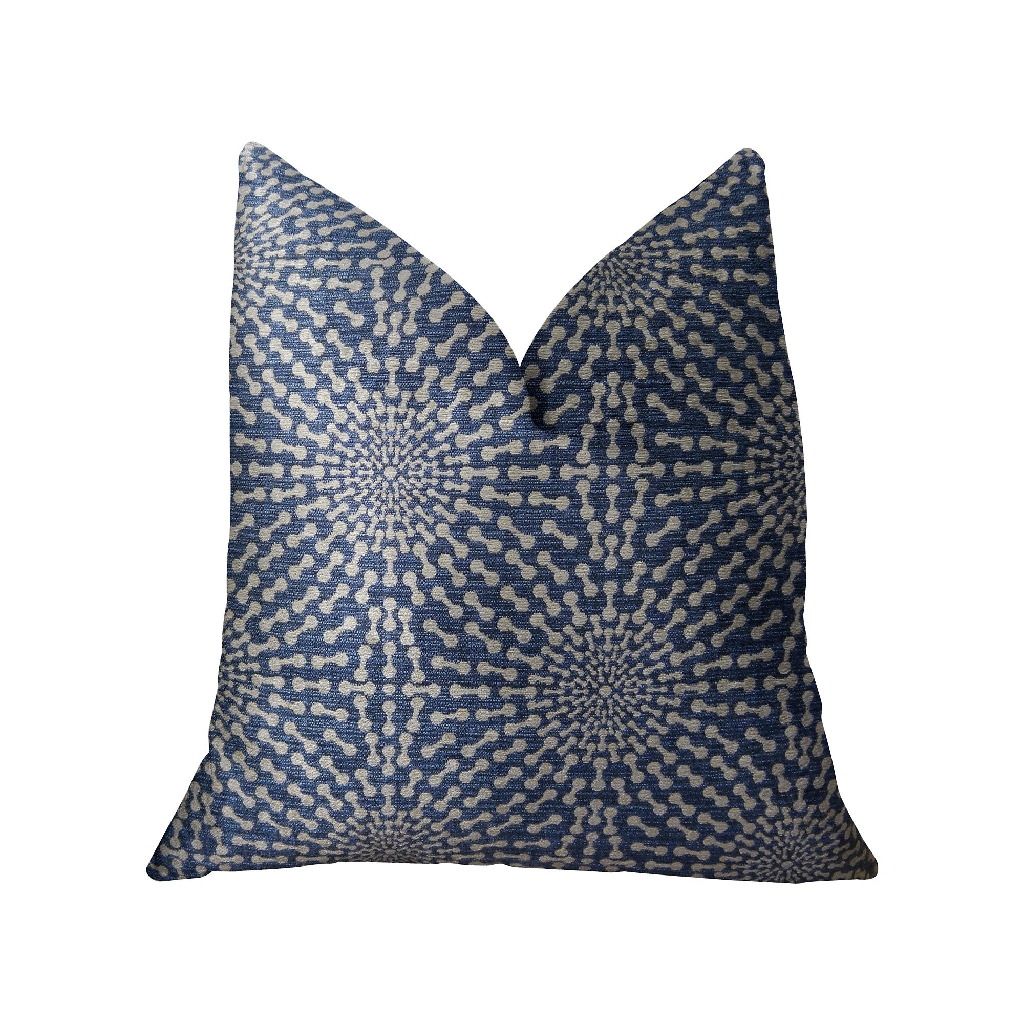 Dream Catcher Navy and Cream Handmade Luxury Pillow featuring geometric pattern and invisible zipper, perfect for stylish decor.