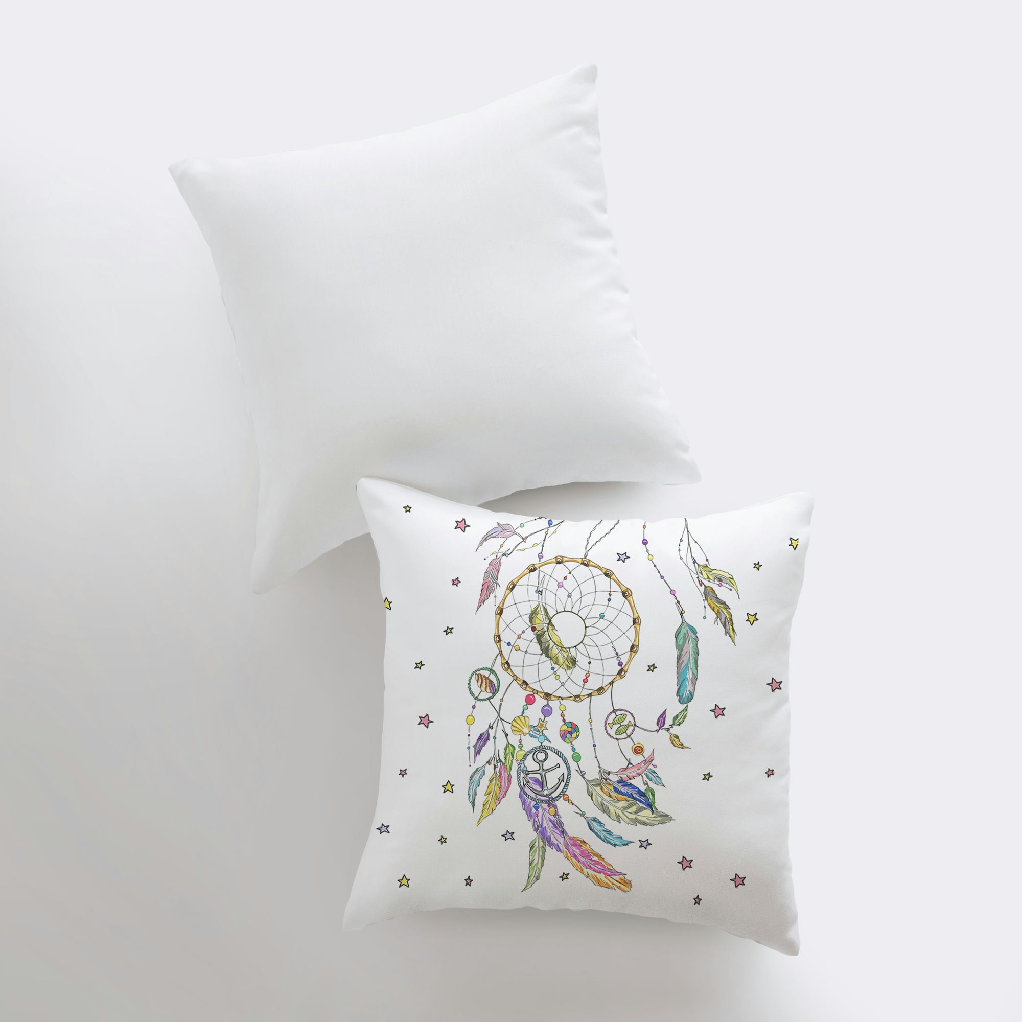 Handmade Dreamcatcher Pillow Cover featuring intricate design, available in multiple sizes, perfect for bohemian home decor.