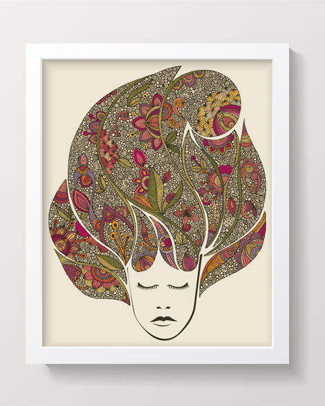 Dreaming Flowers archival art print featuring original pen and ink design with vibrant digital coloring on matte card stock.