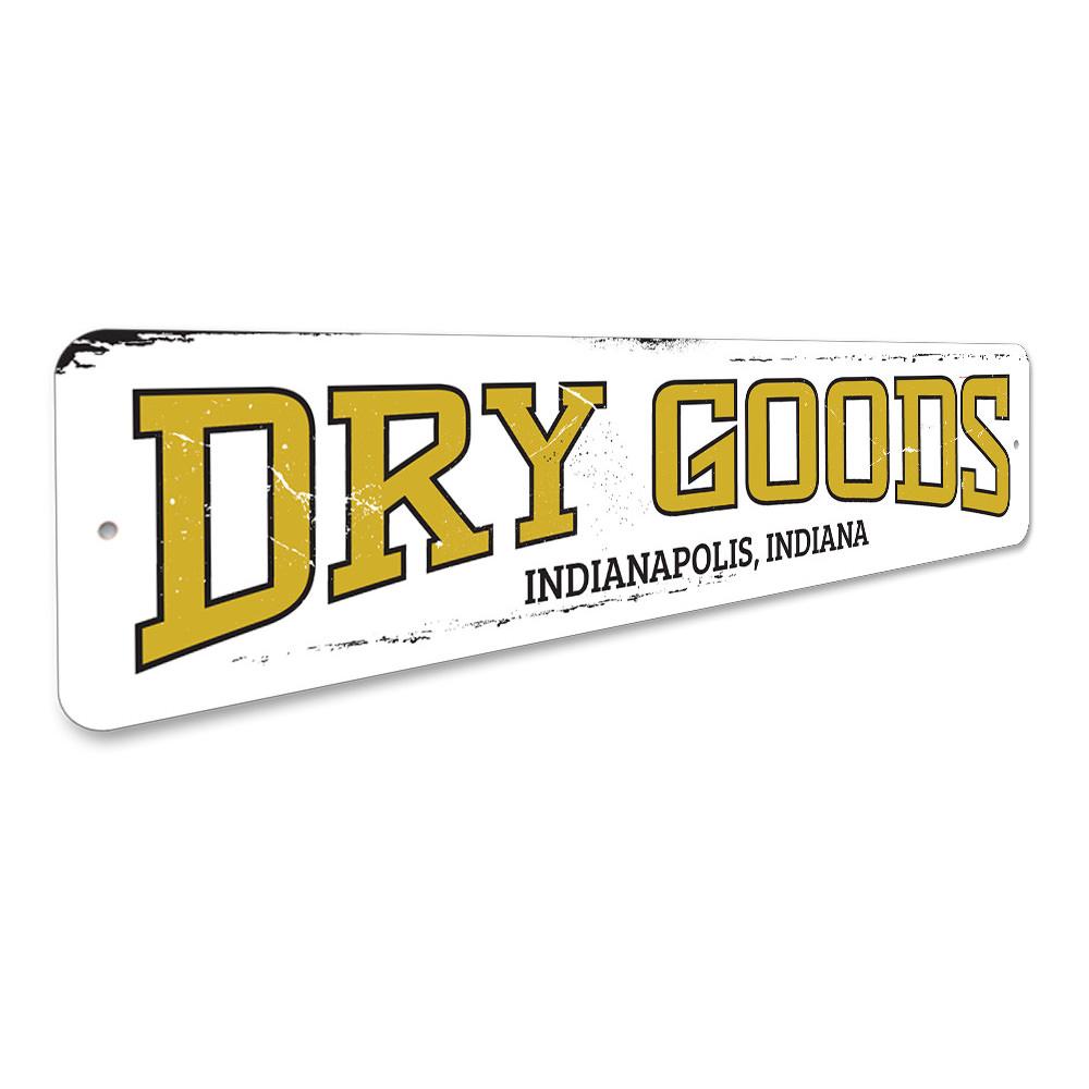 Customizable Dry Goods Sign made of high-quality aluminum, featuring pre-drilled holes for easy mounting, perfect for businesses and gifts.