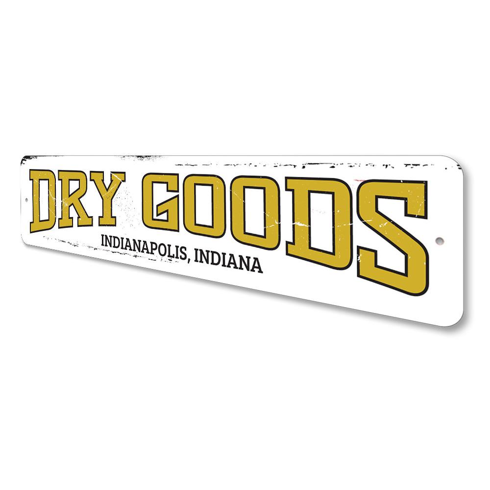 Customizable Dry Goods Sign made of high-quality aluminum, featuring pre-drilled holes for easy mounting, perfect for businesses and gifts.