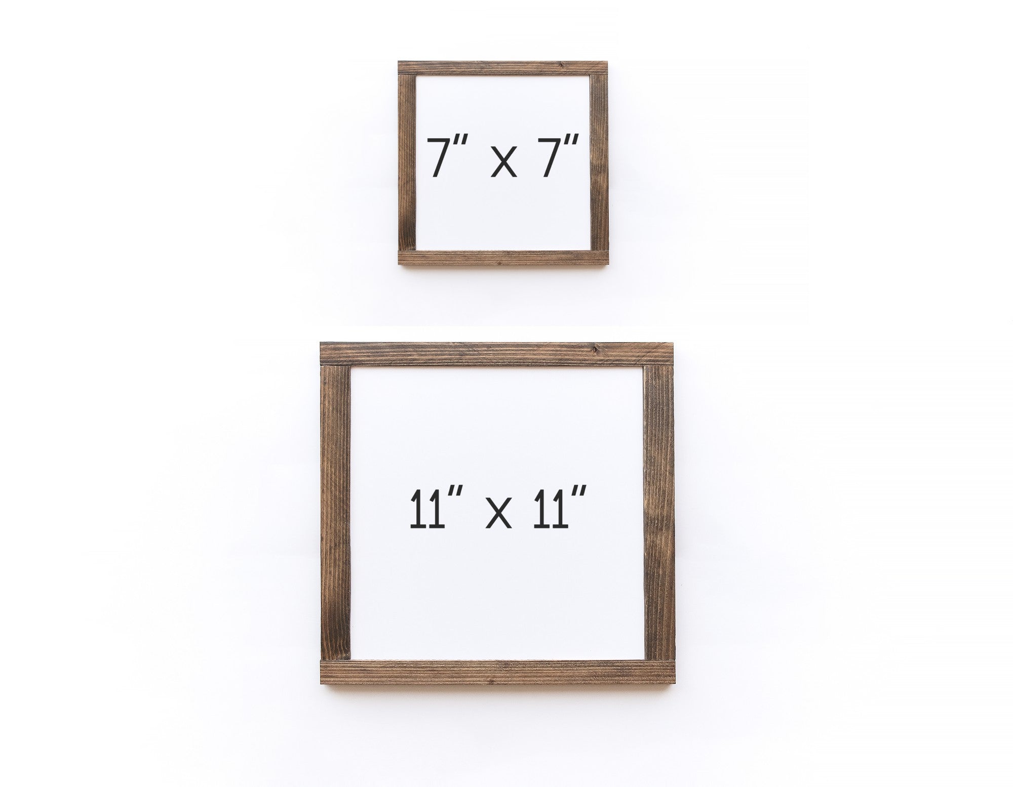 Handmade Easter wood signs in white with painted lettering, available in two sizes, showcasing unique wood grain and knots.