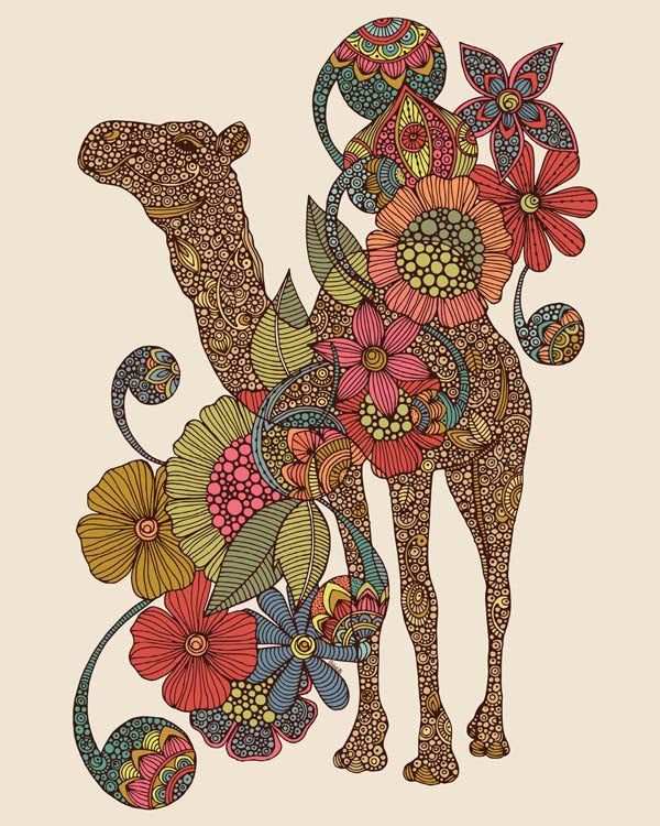 Easy Camel artwork printed on 8x10 photographic paper, showcasing vibrant colors and intricate details, ready to be framed.