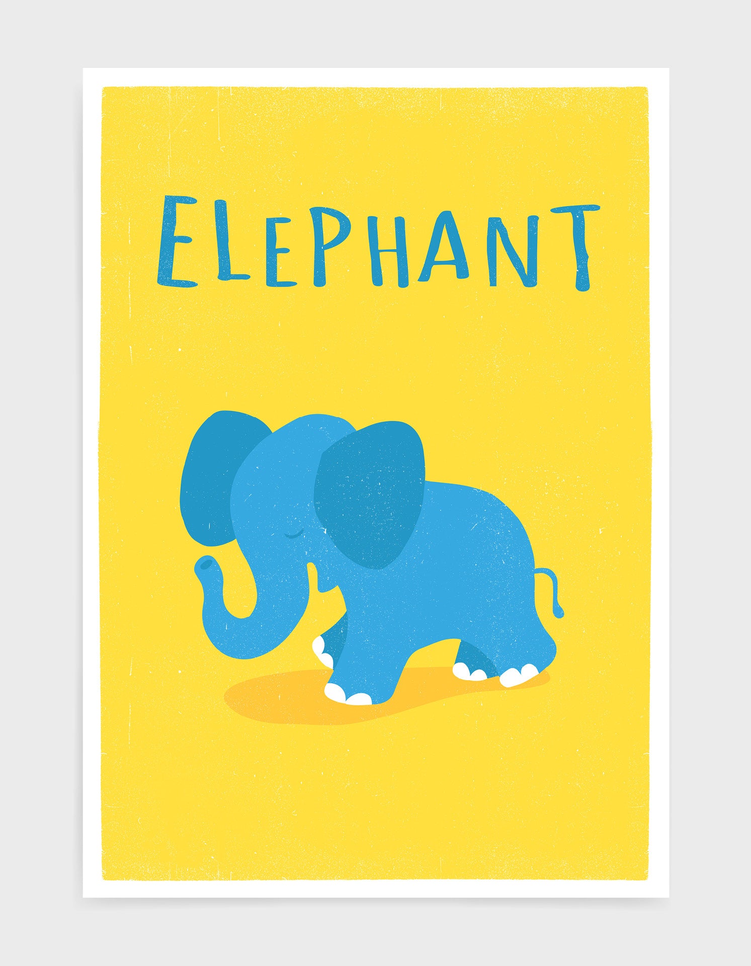 A charming personalised elephant print for nursery decor, featuring soft colors and customizable text options.