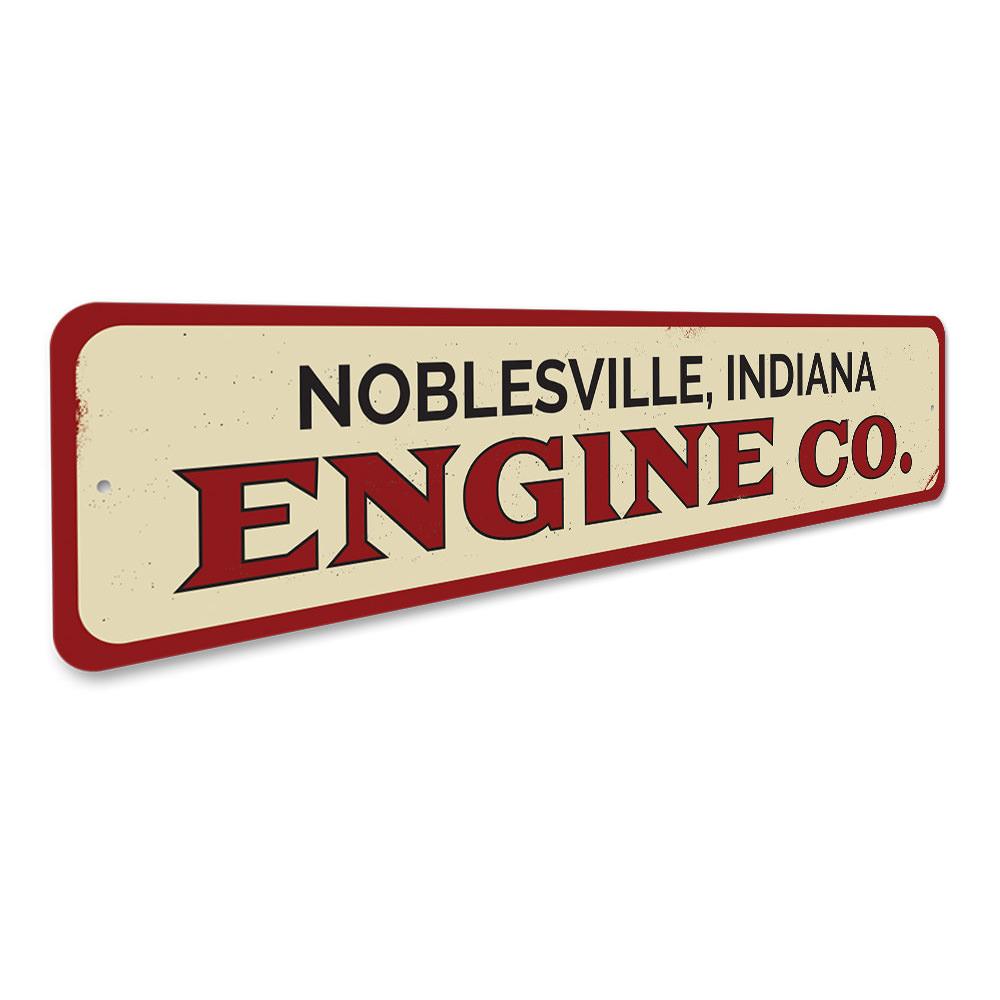 Customizable Engine Company Sign made of durable aluminum, featuring pre-drilled holes for easy mounting, perfect for home or garage decor.