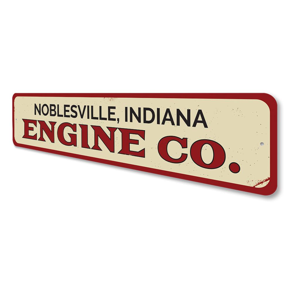 Customizable Engine Company Sign made of durable aluminum, featuring pre-drilled holes for easy mounting, perfect for home or garage decor.